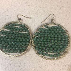 Green Boho Beaded Earrings
